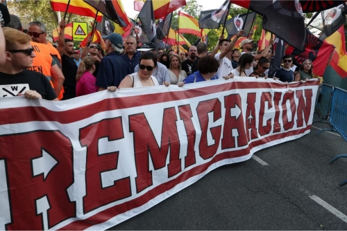 Anti-Migrant Protest Held Outside Moroccan Embassy in Madrid Anti-Migrant Protest Held Outside Moroccan Embassy in Madrid