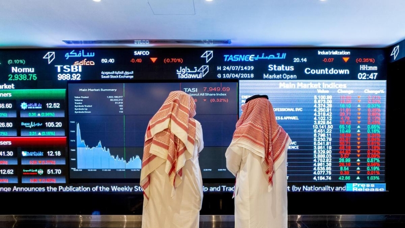 The Saudi stock market index closed down at 6357.06 points