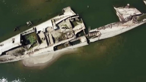Low water levels on Danube reveal sunken WW2 German warships