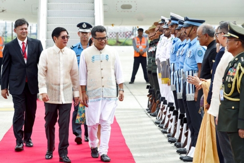 Philippines' Marcos in India as navies hold joint drills