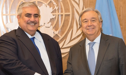 Bahrain Foreign Minister meets UN Secretary General 