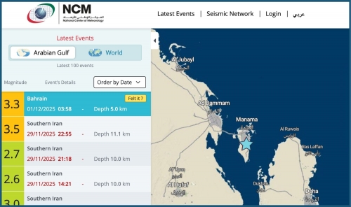 Bahrain Hit by Light 3.3 Quake Bahrain Hit by Light 3.3 Quake