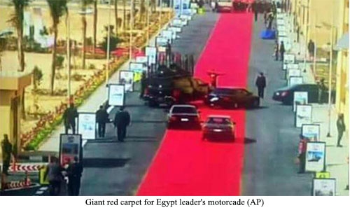 Giant red carpet for Egypt leader's motorcade sparks uproar