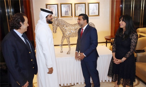 HH Shaikh Nasser receives commemorative gift from YPO