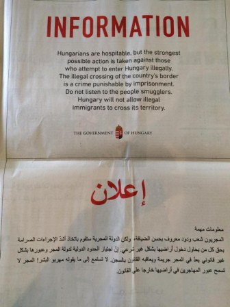 Hungary places ads in Lebanese press warning off migrants Hungary places ads in Lebanese press warning off migrants