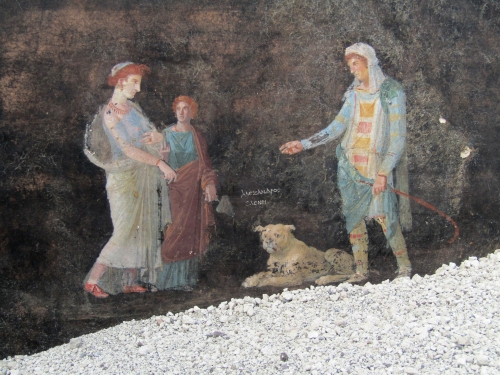 Banquet hall frescoes unearthered in Pompeii