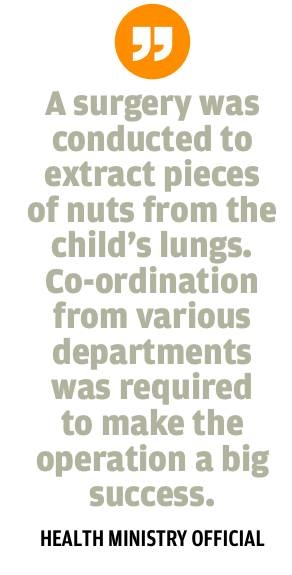 Boy saved after walnut gets trapped in lung 