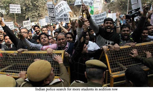 Indian police search for more students in sedition row