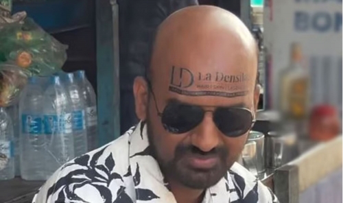 Kerala Vlogger Turns Bald Head into Billboard 