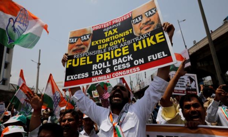 Indian opposition protests high petrol, diesel prices Indian opposition protests high petrol, diesel prices