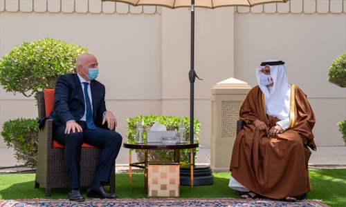 HRH the Bahrain Crown Prince and Prime Minister receives FIFA President