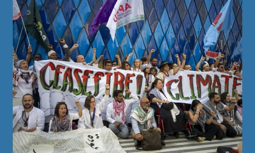 Tears and tight restrictions in Gaza protest at COP28 Tears and tight restrictions in Gaza protest at COP28