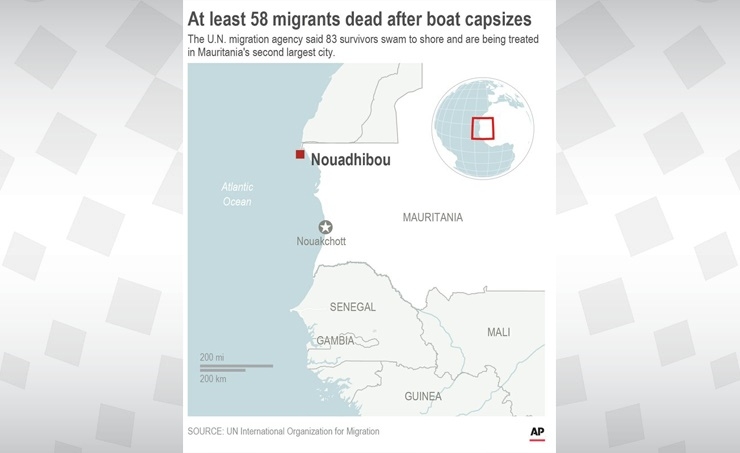 58 migrants dead after boat capsizes off Mauritania