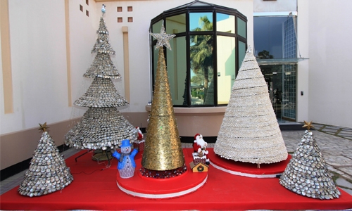 A Christmas tree of small coins
