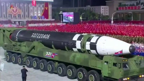 North Korea showcases new (ICBM) missile during military parade