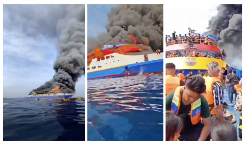 Ferry with 280 Onboard Catches Fire, Passengers Jump Into Sea to Escape in Indonesia