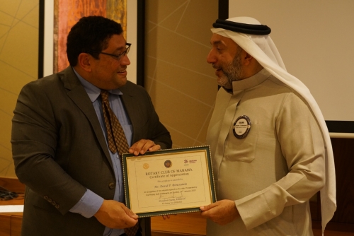 Rotary Club of Manama gives US Embassy Deputy Chief of Mission David Brownstein warm welcome