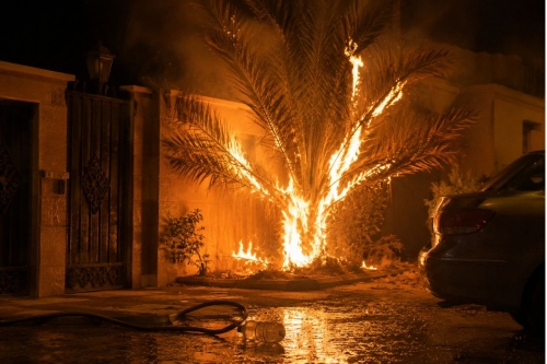 lames of revenge: Man jailed after torching palm tree in drug-fuelled feud