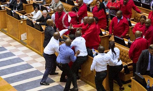 Brawl erupts in South Africa parliament as opposition ejected