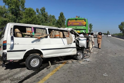 17 dead, 10 injured in Pakistan as van hits parked bus 