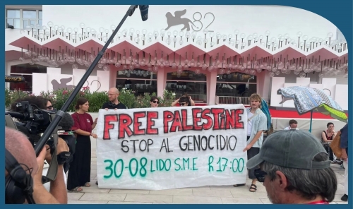 Pro-Palestine Protest Takes Place Outside Venice Film Festival Ahead of Opening