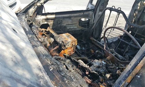 Fire erupts in van in Bahrain 