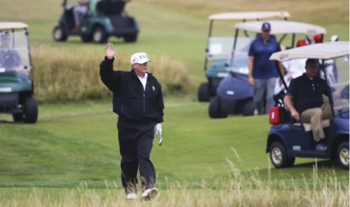 President Trump hits the links at Turnberry as Scotland reacts President Trump hits the links at Turnberry as Scotland reacts