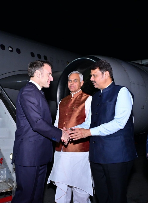 Macron Arrives in Mumbai for Talks with PM Modi, AI Summit