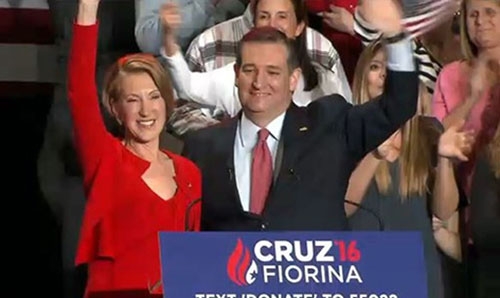 Ted Cruz names Carly Fiorina as VP pick