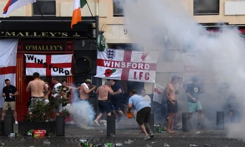 Police fire tear gas at England supporters