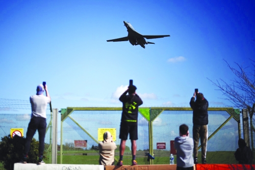 Buzz, unease as UK crowds watch US bombers
