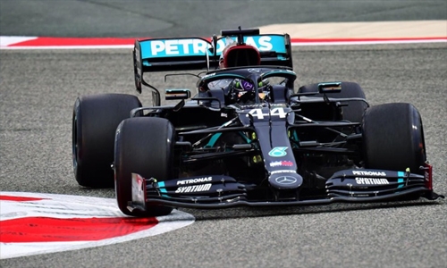 Hamilton sets early practice pace in Bahrain
