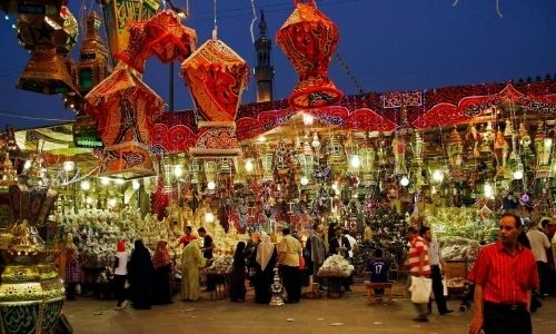 Egyptians light colourful lanterns during Ramadan