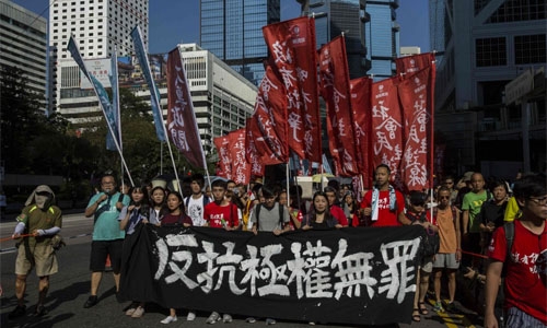 Crowds rally in Hong Kong after activists jailed Crowds rally in Hong Kong after activists jailed