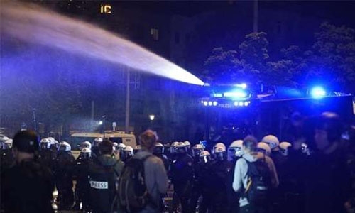 German police use water cannon on G20 protestors German police use water cannon on G20 protestors