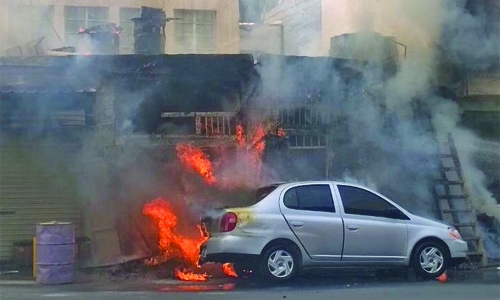 Fire at kubus shop in Muharraq Fire at kubus shop in Muharraq