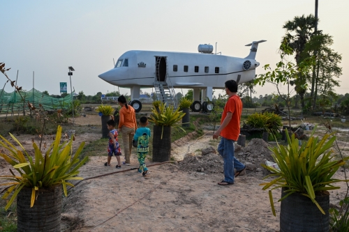 Cambodian man lands 'airplane' house in rice field