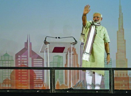 Indian PM Modi addresses 50,000 Indians in Dubai Indian PM Modi addresses 50,000 Indians in Dubai