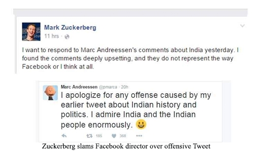 Zuckerberg slams Facebook director over offensive Tweet
