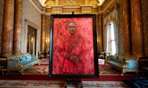 King Charles III sees red in new portrait