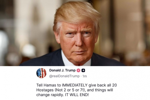 Trump Urges Hamas to Release All Hostages, Promises Swift End to War