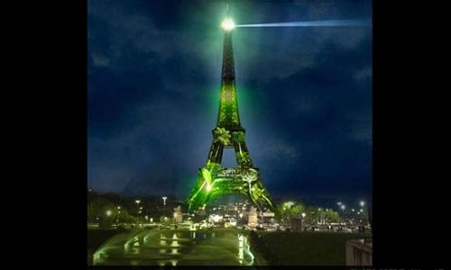 'Virtual trees' turn the Eiffel Tower green for COP21
