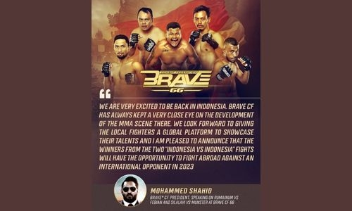 PRESIDEN: Pemenang pertarungan ‘Indonesia vs. Indonesia’ BRAVE CF 66 akan bertanding di luar Court Daily