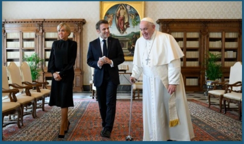 France's Macron in Rome for first meeting with Pope Leo