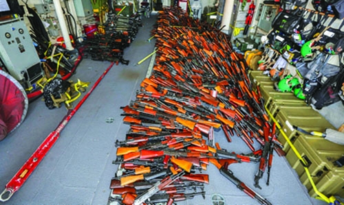 Large cache of weapons seized off Oman coast