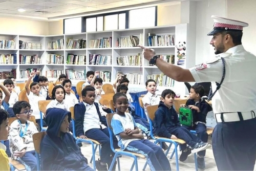 Traffic Directorate Educates Al Falah Private School Students on Safe Crossing Habits