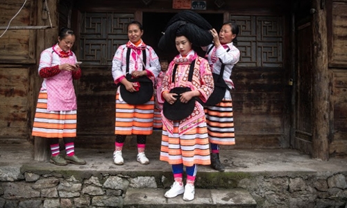 Girls sport their ancestors’ hair for Lunar New year in China