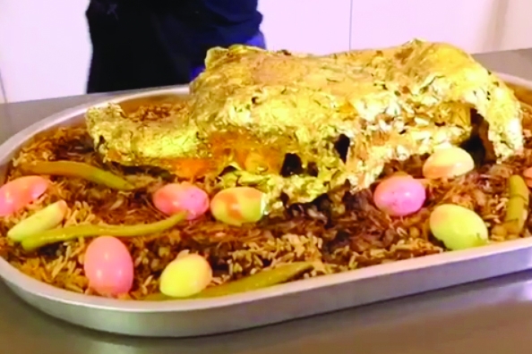 Bahraini chef presents lamb dish covered in gold 