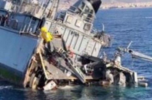 Two hurt as Greek warship collides with freighter