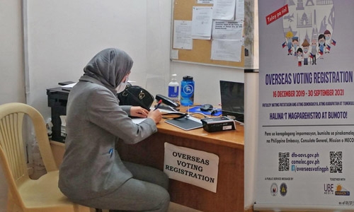 Filipinos in Bahrain urged to register for overseas voting Filipinos in Bahrain urged to register for overseas voting